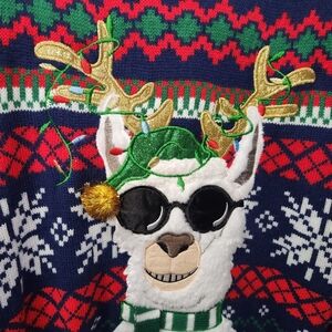 Ugly Christmas llama Holiday Time Men's Crewneck Sweater - Fesitve. Mens Size M